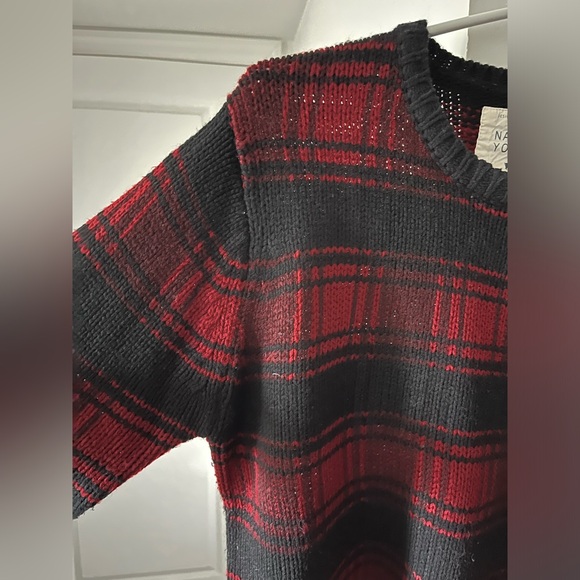 Native Youth | Red and Black Plaid Crew Neck Sweater | Size Large - Picture 4 of 8